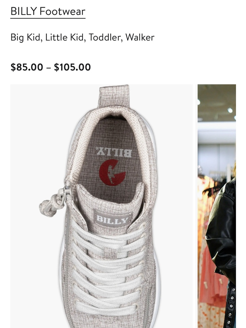 Billy Classic Kids Gray High-Top Sneaker - Picture 2 of 11